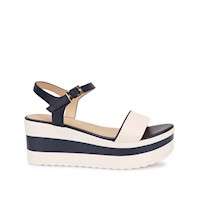 Sandalia D'orsay Casual DAYA-2607 Azul Viale Cuero